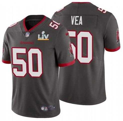 Super Bowl LV 2021 Men Nike Tampa Bay Buccaneers 50 Vita Vea Gray Vapor Untouchable Limited Jersey